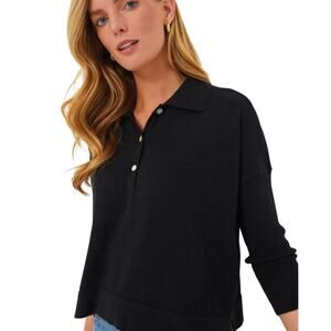 Pomander Place Black Polo Knit Top